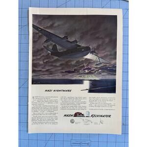 VTG 1942 Original Magazine Ad Nash Kelvinator War Plane